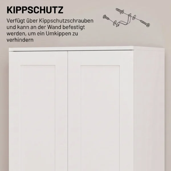 Voorraadkast 175 Cm Met Opbergruimte, Keukenkast Met Soft close Deuren En Verstelbare Legplanken, Wit