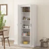 Voorraadkast 175 Cm Met Opbergruimte, Keukenkast Met Soft close Deuren En Verstelbare Legplanken, Wit