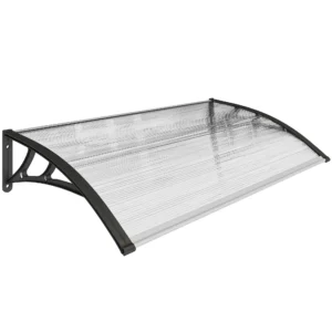 Vordach Für Haustür/Fenster, Wetterfest, Transparent, Aluminium Verbindungstangen/Polycarbonat, 110 X 60 X 18 Cm