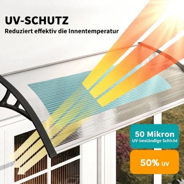 Vordach Für Haustür/Fenster, Wetterfest, Transparent, Aluminium Verbindungstangen/Polycarbonat, 110 X 60 X 18 Cm