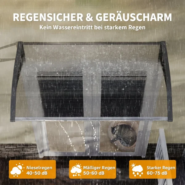 Vordach Für Haustür/Fenster, Wetterfest, Transparent, Aluminium Verbindungstangen/Polycarbonat, 110 X 60 X 18 Cm