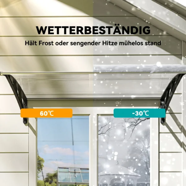 Vordach Für Haustür/Fenster, Wetterfest, Transparent, Aluminium Verbindungstangen/Polycarbonat, 110 X 60 X 18 Cm