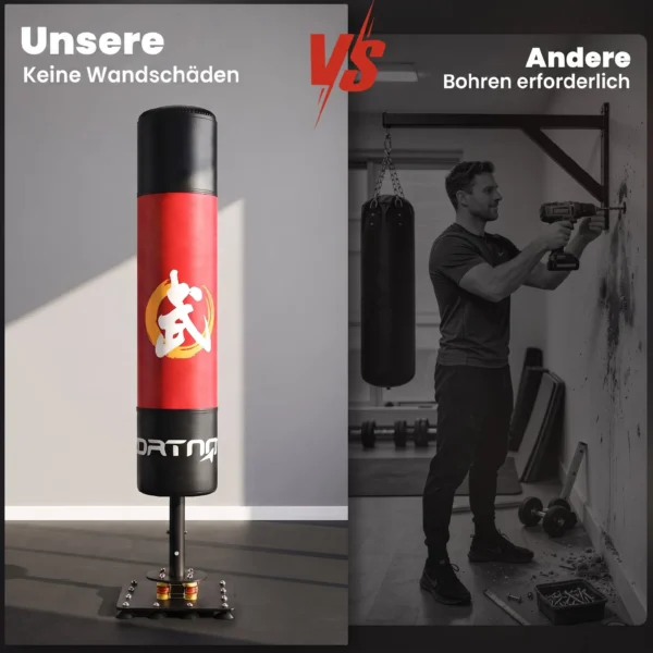 Vrijstaande Bokszak 156 Cm Met 12 Zuignappen, Schokdemping, Voor Volwassenen En Tieners