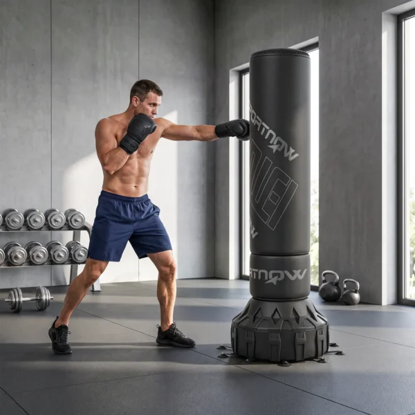 Vrijstaande Bokszak 180 Cm Met Zuignap Vulbare Basis, Schokabsorberende Handschoenen Boxing Trainer