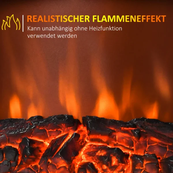 Vrijstaande Elektrische Haard, Vlam Effect, 2 Verwarmingsmodi 1000W/2000W, Gehard Glas, Wit, 36,5x24x45,5 Cm