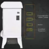 Vrijstaande Elektrische Haard, Vlam Effect, 2 Verwarmingsmodi 1000W/2000W, Gehard Glas, Wit, 36,5x24x45,5 Cm