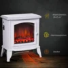 Vrijstaande Elektrische Haard, Vlam Effect, 2 Verwarmingsmodi 1000W/2000W, Gehard Glas, Wit, 36,5x24x45,5 Cm