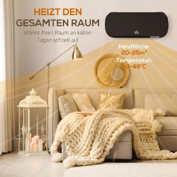 Wandmontage Verwarmingstoestel 2000W Met Afstandsbediening 2 Verwarmingsmodi LED display 12u Timer Voor Badkamer