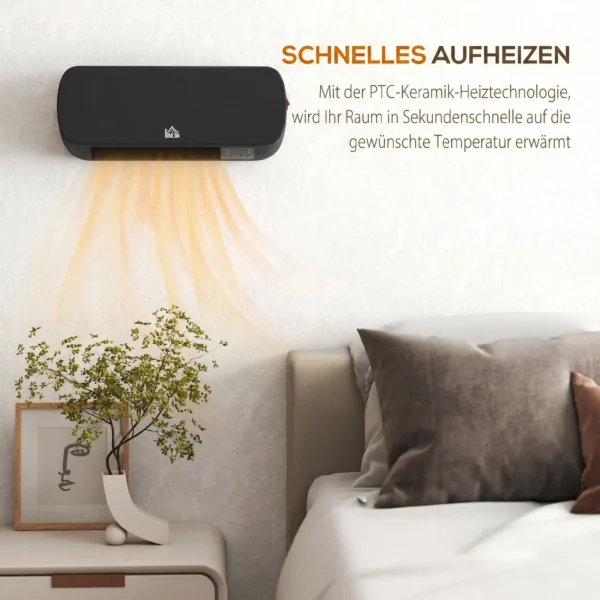 Wandmontage Verwarmingstoestel 2000W Met Afstandsbediening 2 Verwarmingsmodi LED display 12u Timer Voor Badkamer