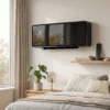 Wandmontierter 2000W Keramik Elektroheizer, Ventilator, Thermostat, Timer, Fernbedienung, Glaspaneel, Schwarz