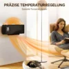 Wandmontierter 2000W Keramik Elektroheizer, Ventilator, Thermostat, Timer, Fernbedienung, Glaspaneel, Schwarz