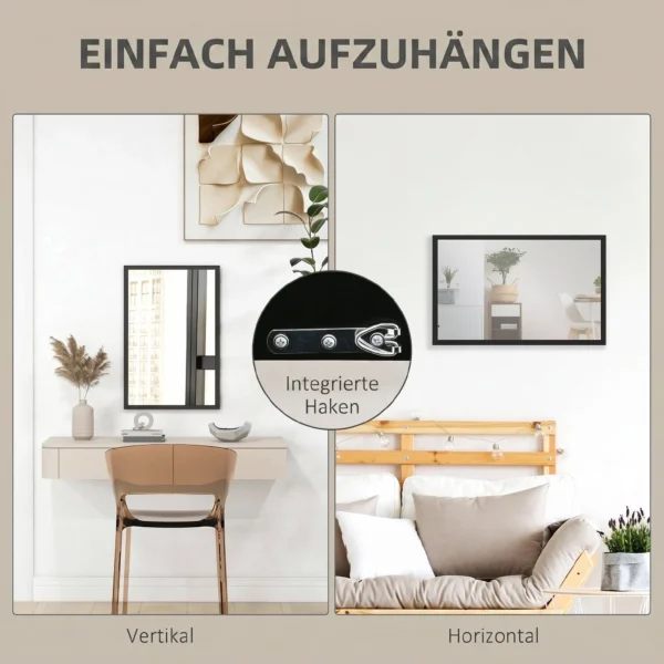 Wandspiegel, 40 X 60 Cm, Dekorativer Hängespiegel, Einfache Montage, Inkl. Schrauben