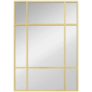 Wandspiegel, Decoratieve Spiegel Met Metalen Frame, Gouden Strepen, Meerlaags Glas, 50B X 2T X 70H Cm