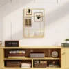 Wandspiegel, Decoratieve Spiegel Met Metalen Frame, Gouden Strepen, Meerlaags Glas, 50B X 2T X 70H Cm