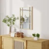 Wandspiegel, Decoratieve Spiegel Met Metalen Frame, Gouden Strepen, Meerlaags Glas, 50B X 2T X 70H Cm
