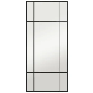 Wandspiegel, Decoratieve Spiegel Met Metalen Frame, Zwarte Strepen, Meerlaags Glas, 50B X 2T X 110H Cm