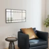 Wandspiegel, Decoratieve Spiegel Met Metalen Frame, Zwarte Strepen, Meerlaags Glas, 50B X 2T X 110H Cm