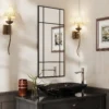 Wandspiegel, Decoratieve Spiegel Met Metalen Frame, Zwarte Strepen, Meerlaags Glas, 50B X 2T X 110H Cm