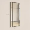 Wandspiegel, Decoratieve Spiegel Met Metalen Frame, Zwarte Strepen, Meerlaags Glas, 50B X 2T X 110H Cm