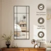 Wandspiegel, Decoratieve Spiegel Met Metalen Frame, Zwarte Strepen, Meerlaags Glas, 50B X 2T X 110H Cm