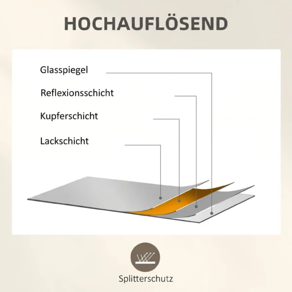 Wandspiegel, Decoratieve Spiegel Met Metalen Frame, Zwarte Strepen, Meerlaags Glas, 50B X 2T X 110H Cm