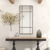 Wandspiegel, Decoratieve Spiegel Met Metalen Frame, Zwarte Strepen, Meerlaags Glas, 50B X 2T X 110H Cm
