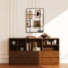 Wandspiegel, Decoratieve Spiegel Met Metalen Frame, Zwarte Strepen, Meerlaags Glas, 50B X 2T X 70H Cm