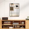 Wandspiegel, Decoratieve Spiegel Met Metalen Frame, Zwarte Strepen, Meerlaags Glas, 50B X 2T X 70H Cm