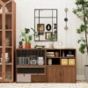 Wandspiegel, Decoratieve Spiegel Met Metalen Frame, Zwarte Strepen, Meerlaags Glas, 50B X 2T X 70H Cm