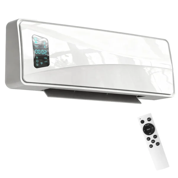 Wandverwarming 2000W Keramische Wandverwarming Met 3 Modi, LED Display, Verstelbare Thermostaat, 24U Timer Wit
