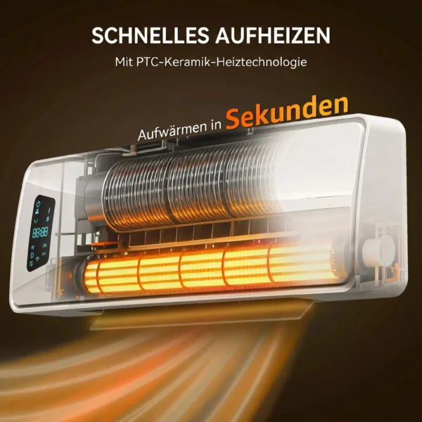 Wandverwarming 2000W Keramische Wandverwarming Met 3 Modi, LED Display, Verstelbare Thermostaat, 24U Timer Wit