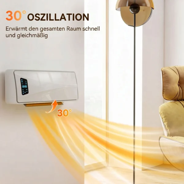 Wandverwarming 2000W Keramische Wandverwarming Met 3 Modi, LED Display, Verstelbare Thermostaat, 24U Timer Wit