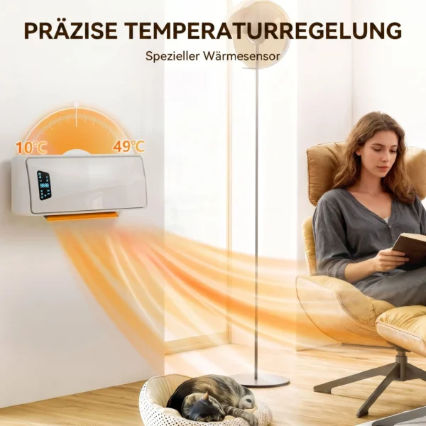 Wandverwarming 2000W Keramische Wandverwarming Met 3 Modi, LED Display, Verstelbare Thermostaat, 24U Timer Wit