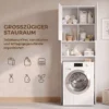 Wasmachine Opbergkast, Hoge Badkamerkast Met 2 Deuren En Open Vak, 66 X 24 X 191 Cm, Wit