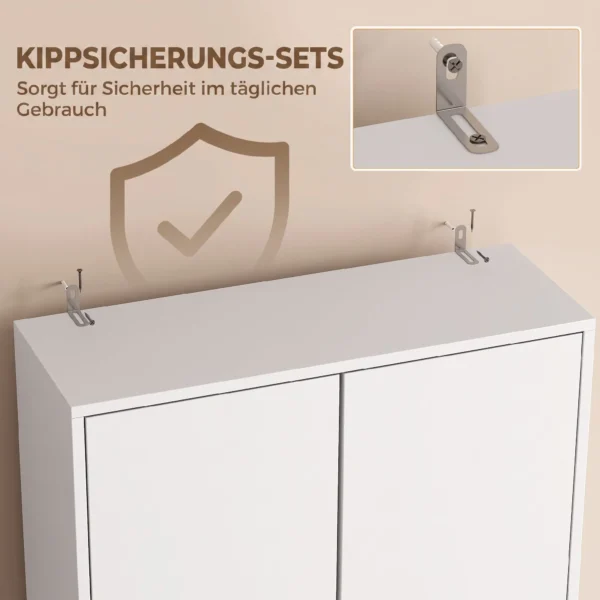 Wasmachine Opbergkast, Hoge Badkamerkast Met 2 Deuren En Open Vak, 66 X 24 X 191 Cm, Wit