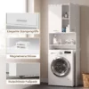 Wasmachine Opbergkast, Hoge Badkamerkast Met 2 Deuren En Open Vak, 66 X 24 X 191 Cm, Wit