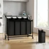 Wasmand Met Handvat, 108 L Rolbare Wasmand Met 4 Vakken En Wielen, Zwart