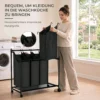 Wasmand Met Handvat, 108 L Rolbare Wasmand Met 4 Vakken En Wielen, Zwart