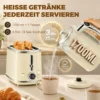 Wasserkocher Und Toaster Set Mit LED Display, 1,7 L Wasserkocher Mit 3 Std. Warmhaltefunktion, Creme