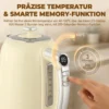 Wasserkocher Und Toaster Set Mit LED Display, 1,7 L Wasserkocher Mit 3 Std. Warmhaltefunktion, Creme