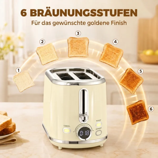 Wasserkocher Und Toaster Set Mit LED Display, 1,7 L Wasserkocher Mit 3 Std. Warmhaltefunktion, Creme