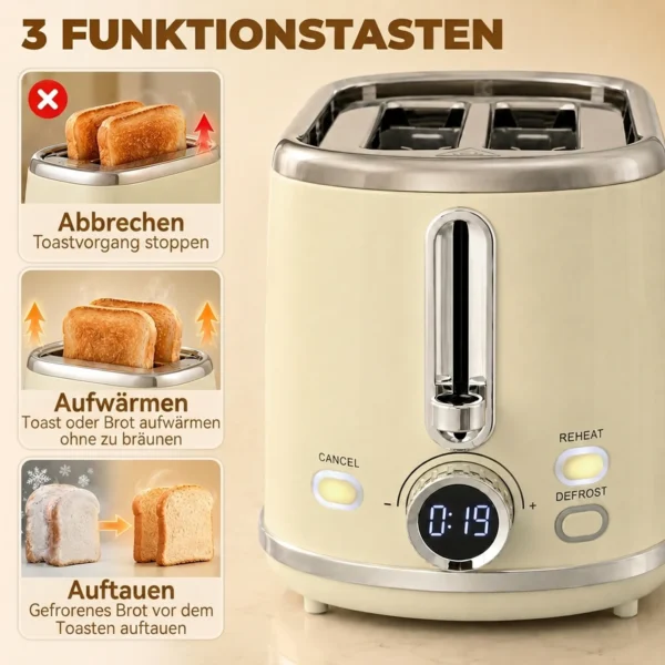 Wasserkocher Und Toaster Set Mit LED Display, 1,7 L Wasserkocher Mit 3 Std. Warmhaltefunktion, Creme