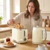 Wasserkocher Und Toaster Set Mit LED Display, 1,7 L Wasserkocher Mit 3 Std. Warmhaltefunktion, Creme