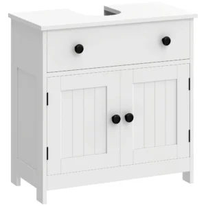 Wastafelonderkast, Modern En Vrijstaand, Met Soft close Scharnieren, Lade En 2 Deuren, Wit