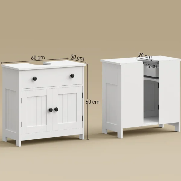 Wastafelonderkast, Modern En Vrijstaand, Met Soft close Scharnieren, Lade En 2 Deuren, Wit