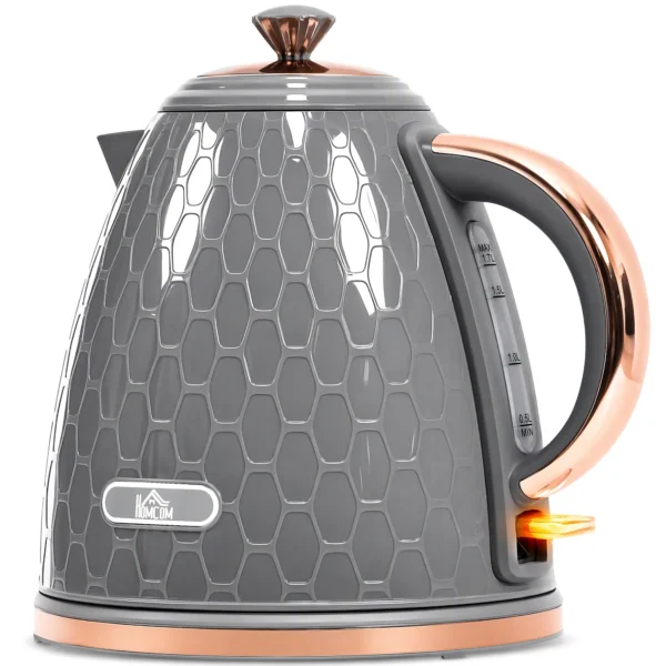 Waterkoker, 2200W, Kijkvenster, Filter, Snelkoker, Grijs