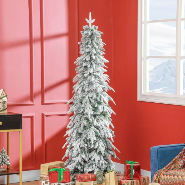 Weihnachtsbaum Künstlich 180 Cm Christbaum Wie Echt Mit 600 Dichten Zweigen, Kunstschnee, Auto Öffnung