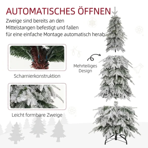 Weihnachtsbaum Künstlich 180 Cm Christbaum Wie Echt Mit 600 Dichten Zweigen, Kunstschnee, Auto Öffnung