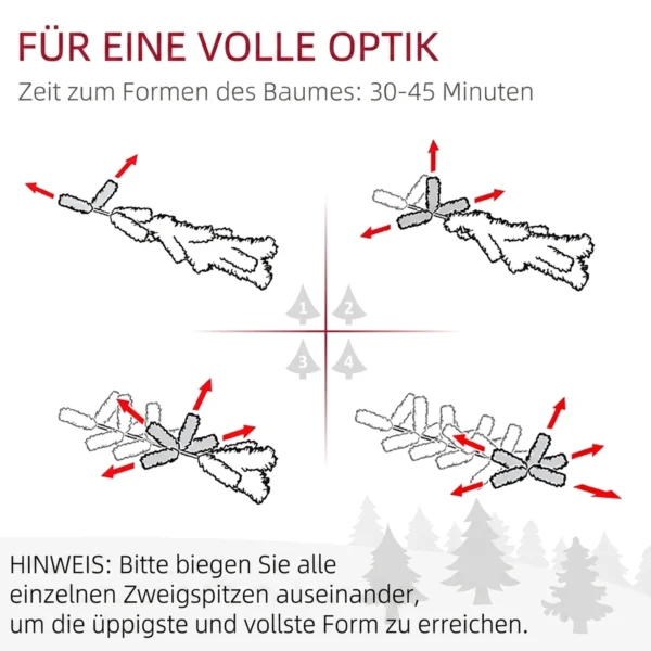 Weihnachtsbaum Künstlich 180 Cm Christbaum Wie Echt Mit 600 Dichten Zweigen, Kunstschnee, Auto Öffnung