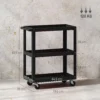 Werkplaatswagen Met 3 Planken En Zijhouder, 4 Wielen, 70,5 X 35 X 82,5 Cm, Zwart